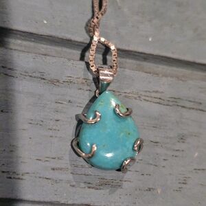 Sterling Silver Turquoise Teardrop Pendant Necklace